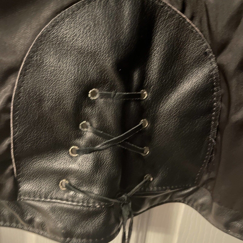 Protech Womens Leather Apparel Black Motorcycle Jacket Size S/M - Picture 10 of 12